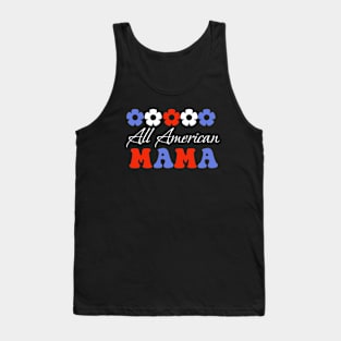 All American mama, 4th of July American independence day groovy design Tank Top